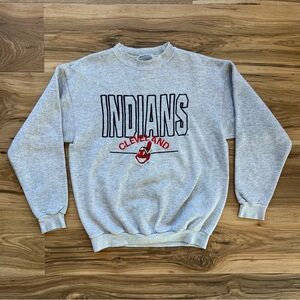 Vintage Cleveland Indians MLB Embroidered Gray Crewneck Sweater Medium